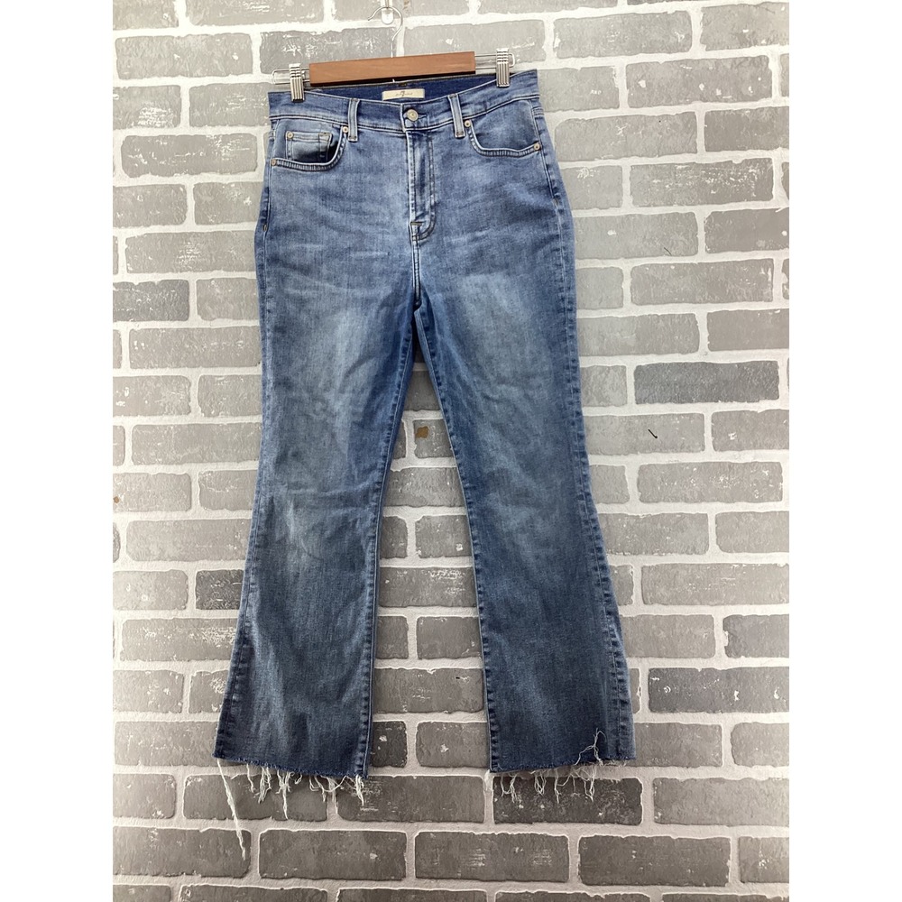 7 For All Mankind Womens Slim Kick High Rise Raw Hem Jeans‎ Blue Size 27